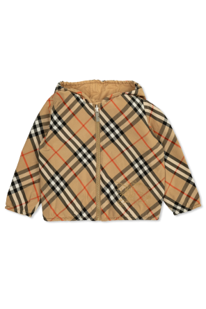 キッズアウター Burberry 'Emile' reversible coat Burberry Boy's Emile Reversible Check-Print Raincoat, Size 3